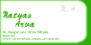 matyas arva business card